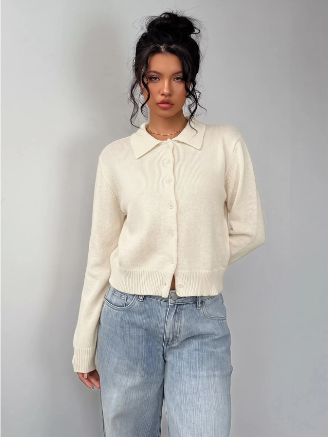 Women's Classic Soft Knit Button Cardigan Relaxed Long Sleeve Everyday Sweater
