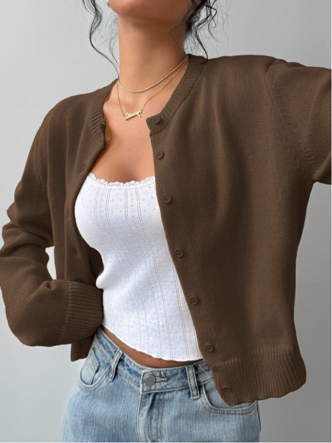 Women's Classic Soft Knit Button Cardigan Relaxed Long Sleeve Everyday Sweater