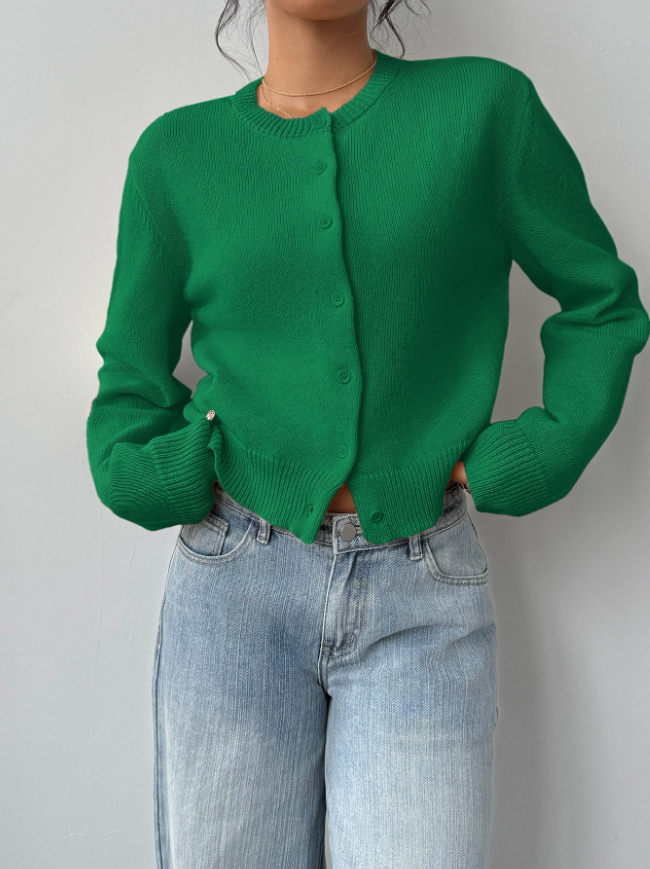 Women's Classic Soft Knit Button Cardigan Relaxed Long Sleeve Everyday Sweater