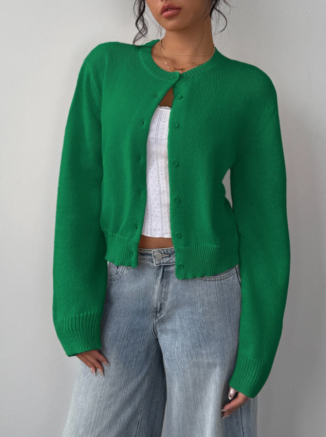 Women's Classic Soft Knit Button Cardigan Relaxed Long Sleeve Everyday Sweater