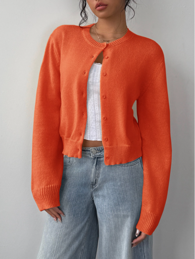 Women's Classic Soft Knit Button Cardigan Relaxed Long Sleeve Everyday Sweater