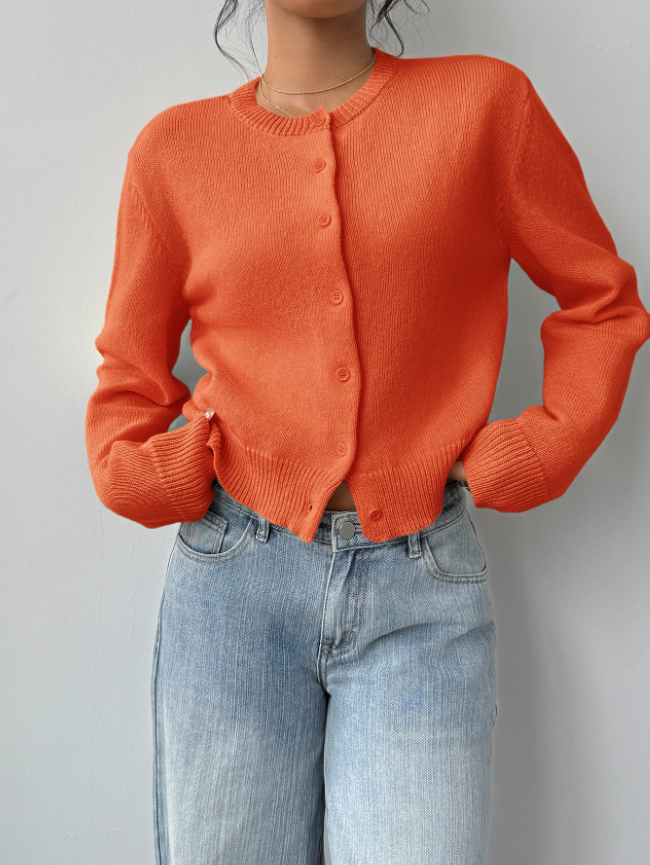 Women's Classic Soft Knit Button Cardigan Relaxed Long Sleeve Everyday Sweater