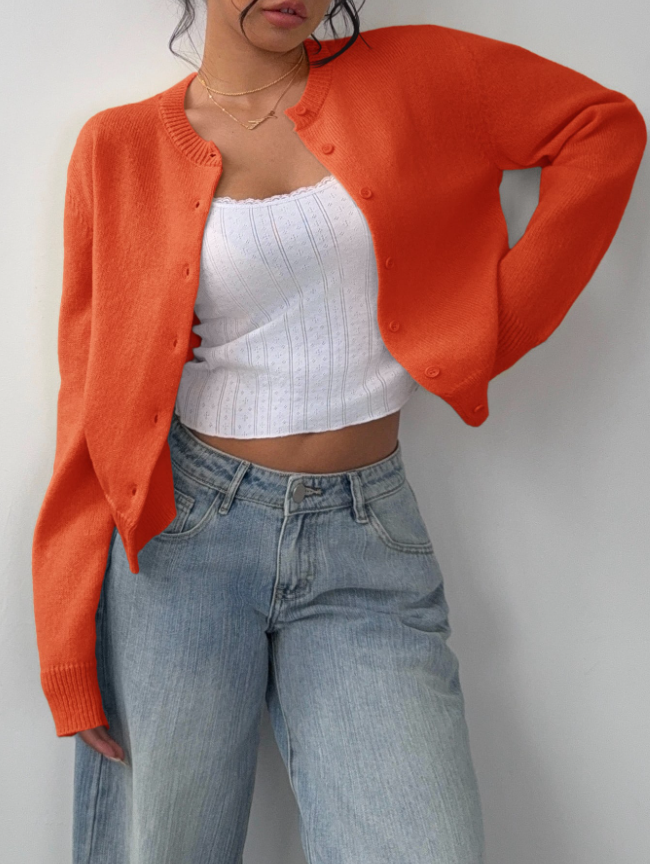 Women's Classic Soft Knit Button Cardigan Relaxed Long Sleeve Everyday Sweater