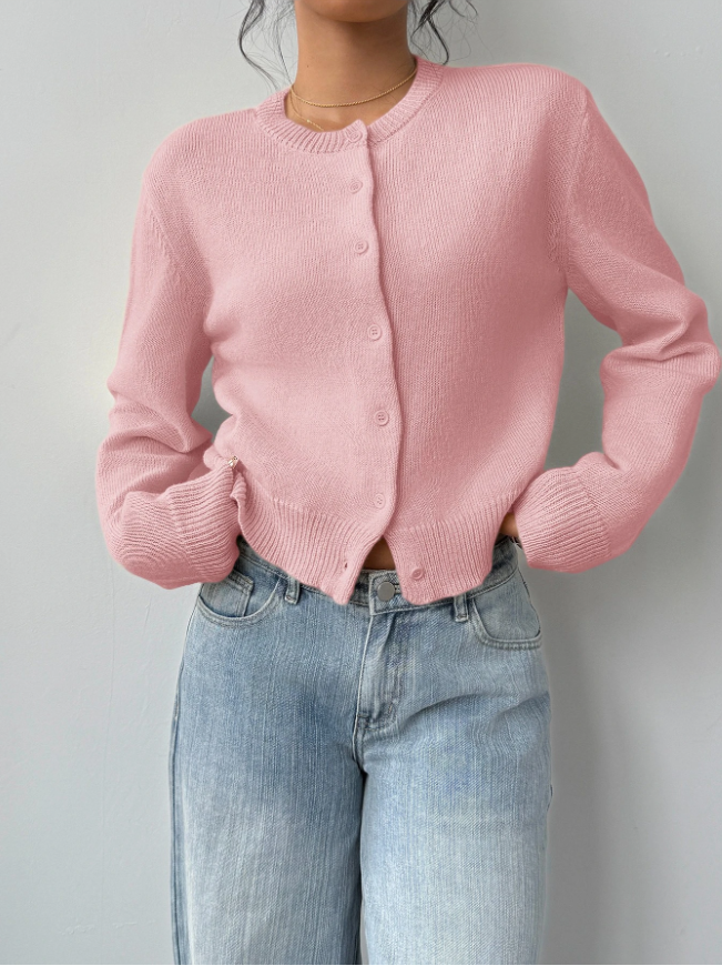 Women's Classic Soft Knit Button Cardigan Relaxed Long Sleeve Everyday Sweater
