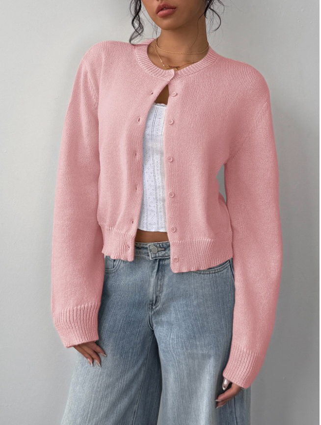 Women's Classic Soft Knit Button Cardigan Relaxed Long Sleeve Everyday Sweater