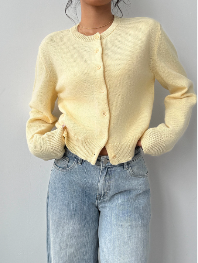 Women's Classic Soft Knit Button Cardigan Relaxed Long Sleeve Everyday Sweater