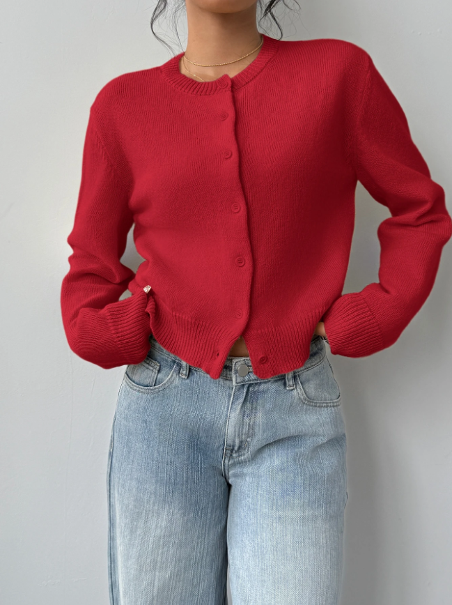 Women's Classic Soft Knit Button Cardigan Relaxed Long Sleeve Everyday Sweater