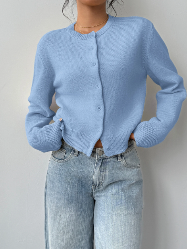 Women's Classic Soft Knit Button Cardigan Relaxed Long Sleeve Everyday Sweater