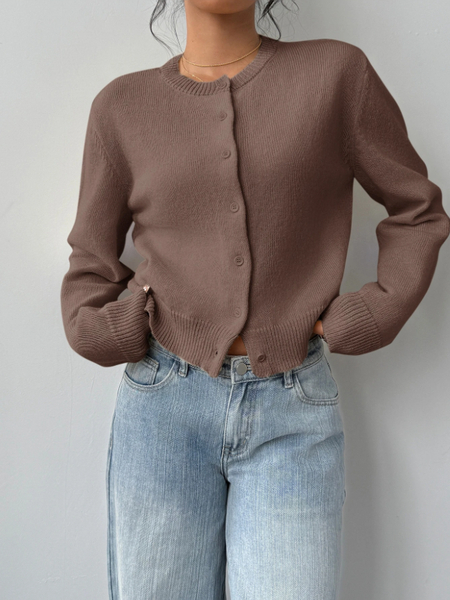 Women's Classic Soft Knit Button Cardigan Relaxed Long Sleeve Everyday Sweater