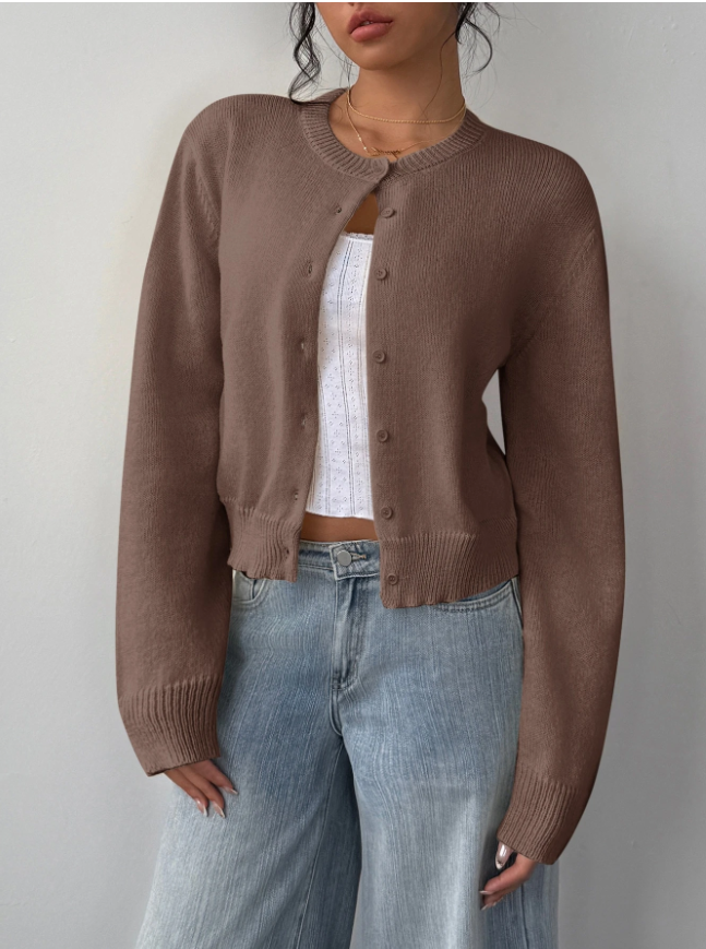 Women's Classic Soft Knit Button Cardigan Relaxed Long Sleeve Everyday Sweater