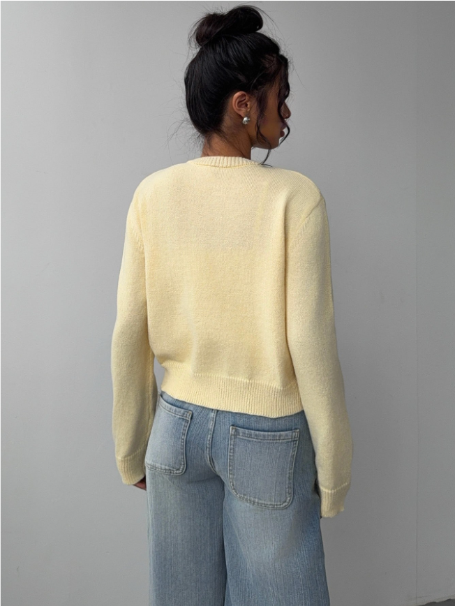 Women's Classic Soft Knit Button Cardigan Relaxed Long Sleeve Everyday Sweater