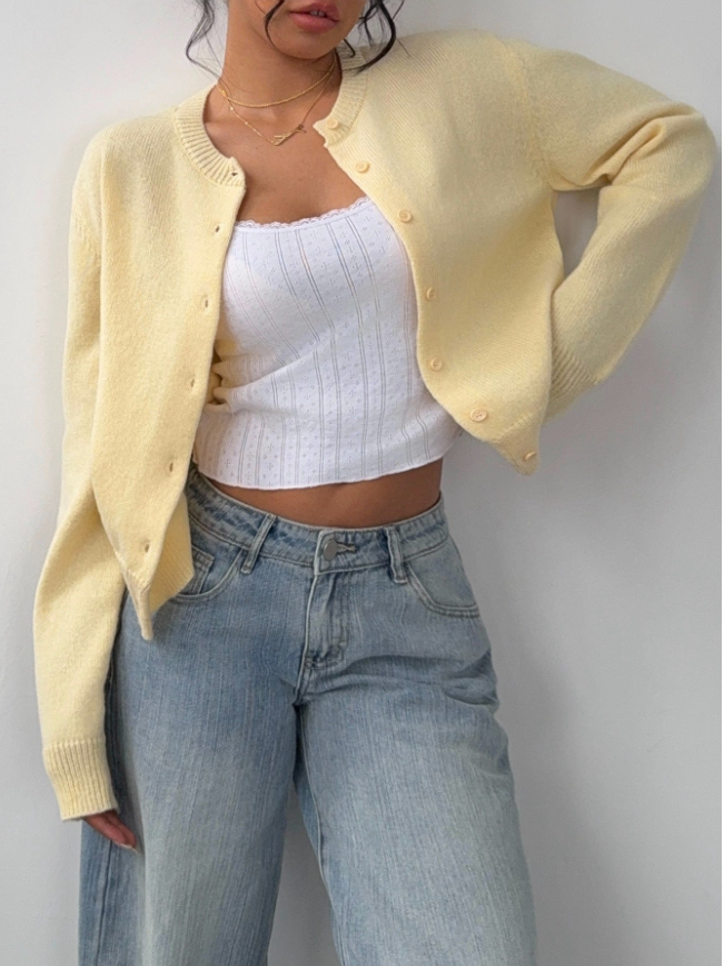 Women's Classic Soft Knit Button Cardigan Relaxed Long Sleeve Everyday Sweater