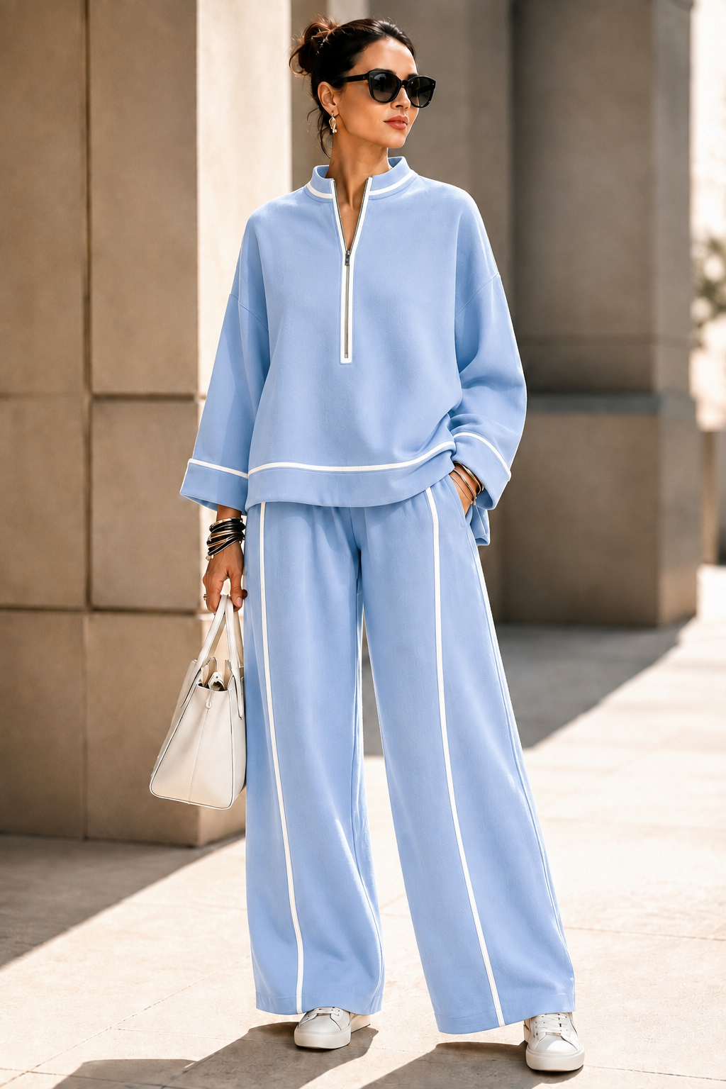 New Arrival🔥Women’s Relaxed Half-Zip Wide-Leg Two-Piece Set