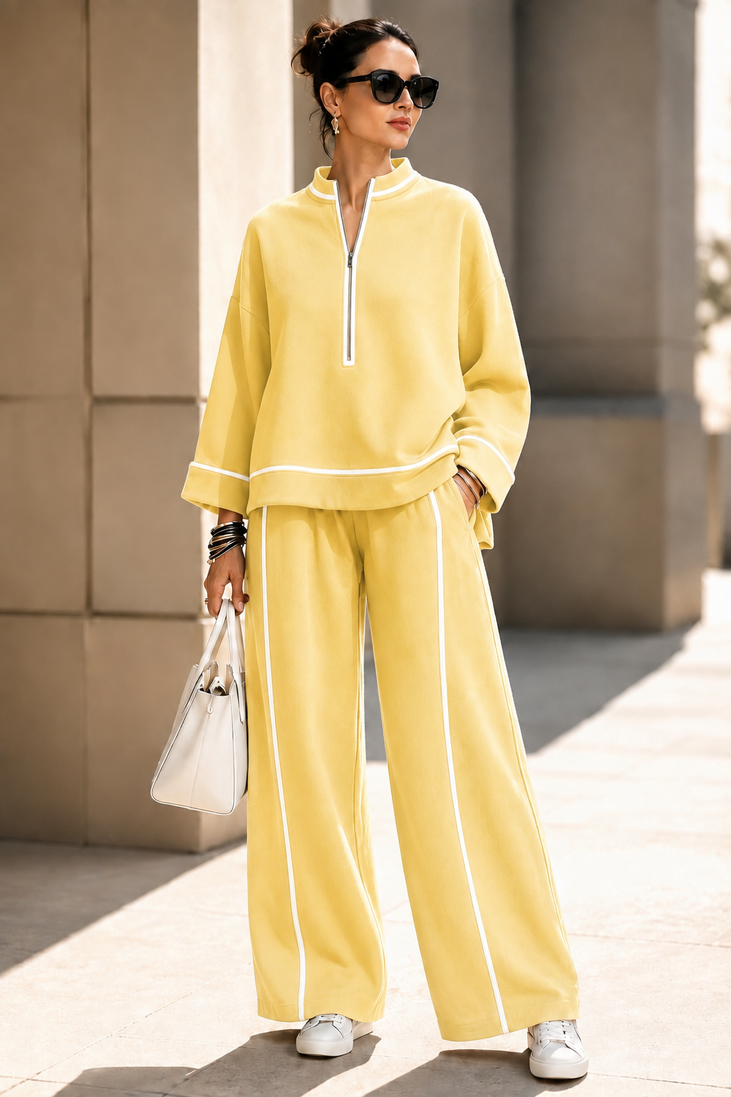 New Arrival🔥Women’s Relaxed Half-Zip Wide-Leg Two-Piece Set