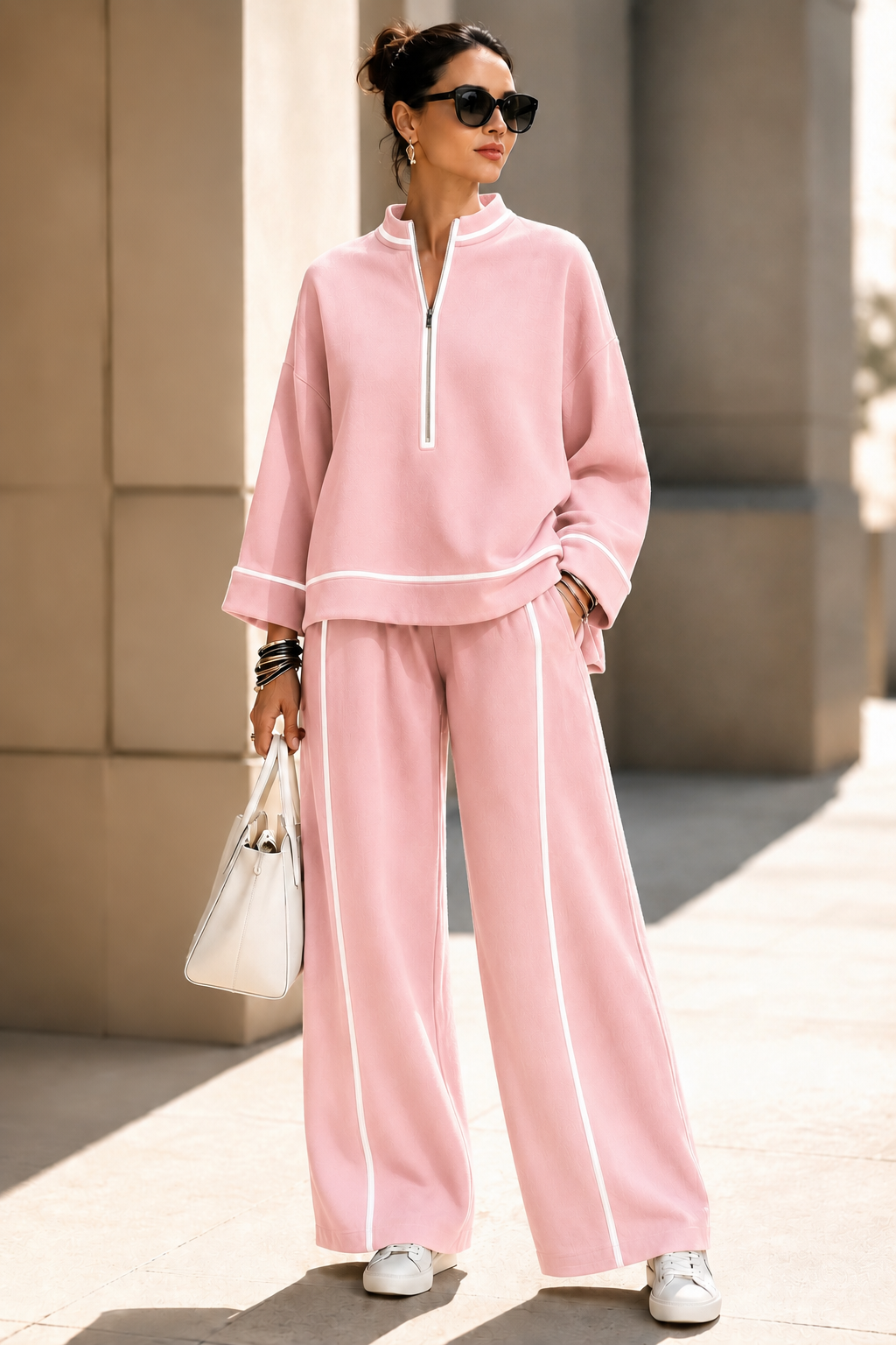 New Arrival🔥Women’s Relaxed Half-Zip Wide-Leg Two-Piece Set