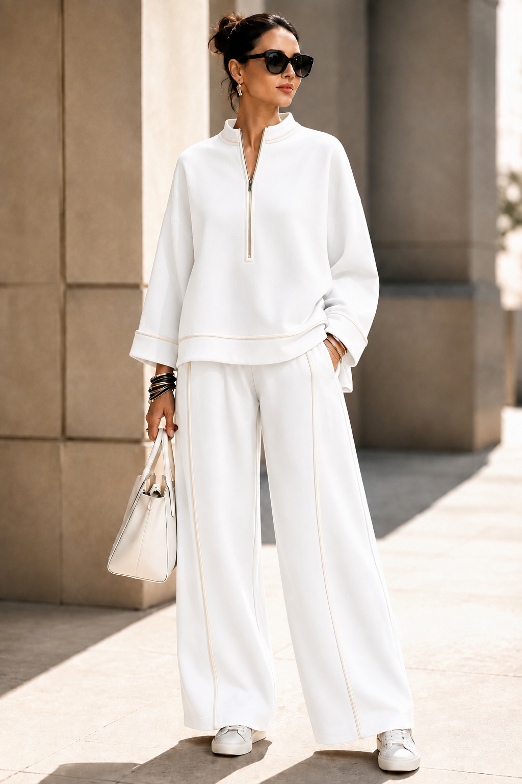 New Arrival🔥Women’s Relaxed Half-Zip Wide-Leg Two-Piece Set