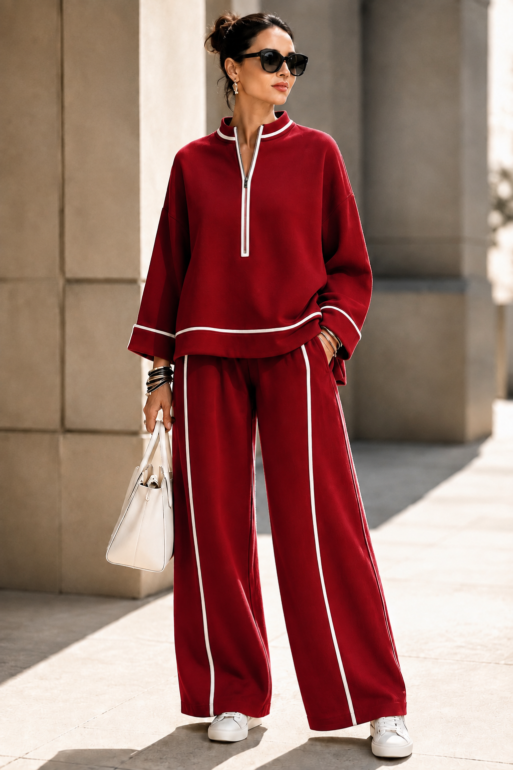 New Arrival🔥Women’s Relaxed Half-Zip Wide-Leg Two-Piece Set
