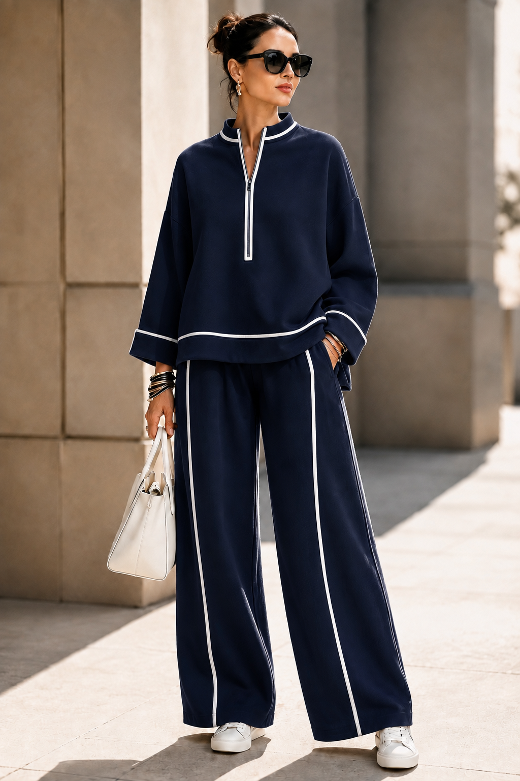 New Arrival🔥Women’s Relaxed Half-Zip Wide-Leg Two-Piece Set