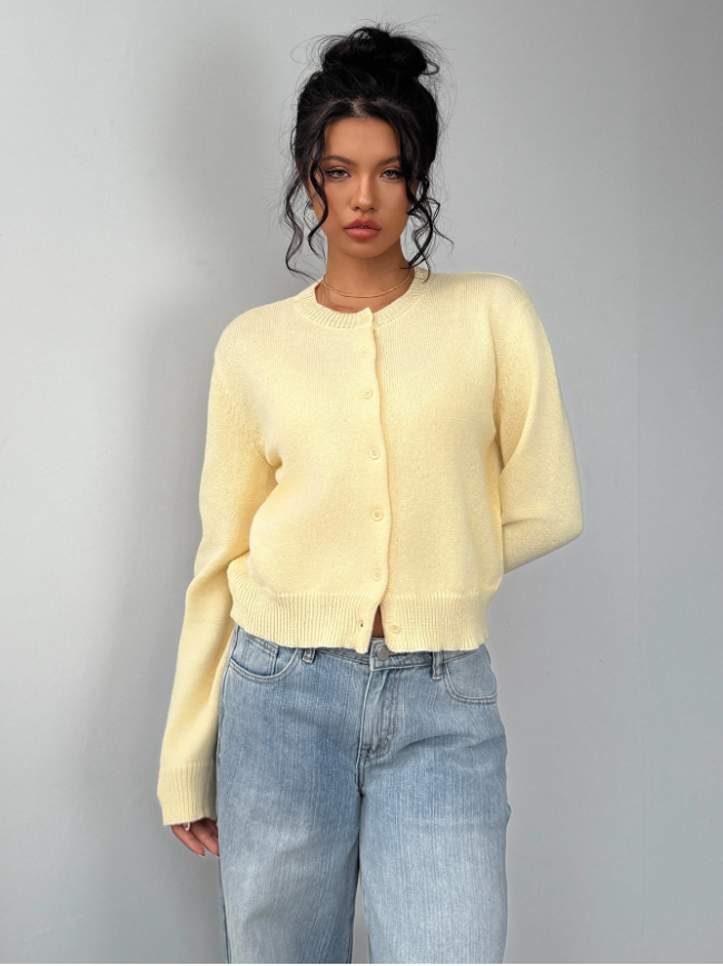 Women's Classic Soft Knit Button Cardigan Relaxed Long Sleeve Everyday Sweater