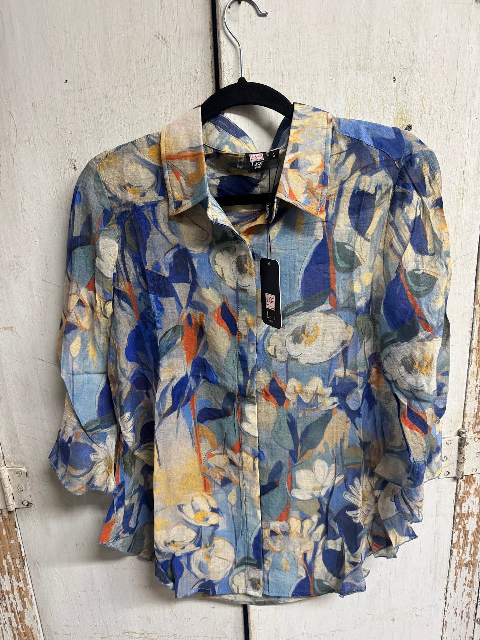 Blue Lagoon Side Flounce Blouse By: Lior Paris-Arttile