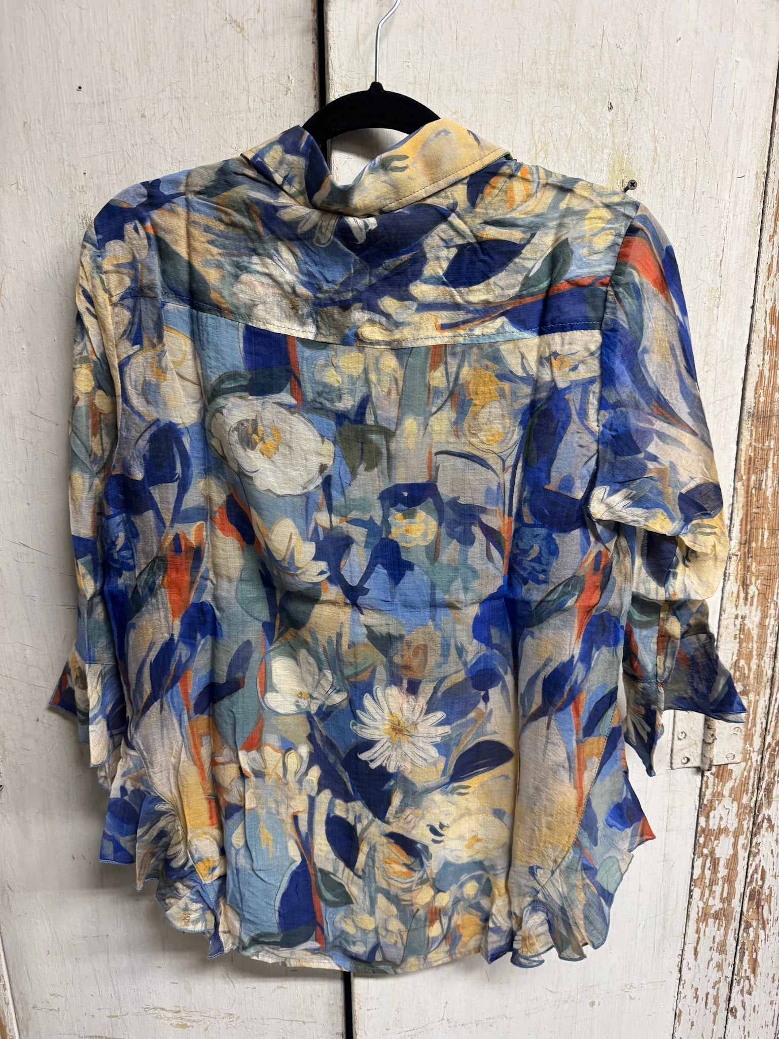 Blue Lagoon Side Flounce Blouse By: Lior Paris-Arttile
