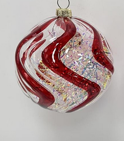 Peppermint Iridescent Swirl Ornament (2-Styles)-Arttile