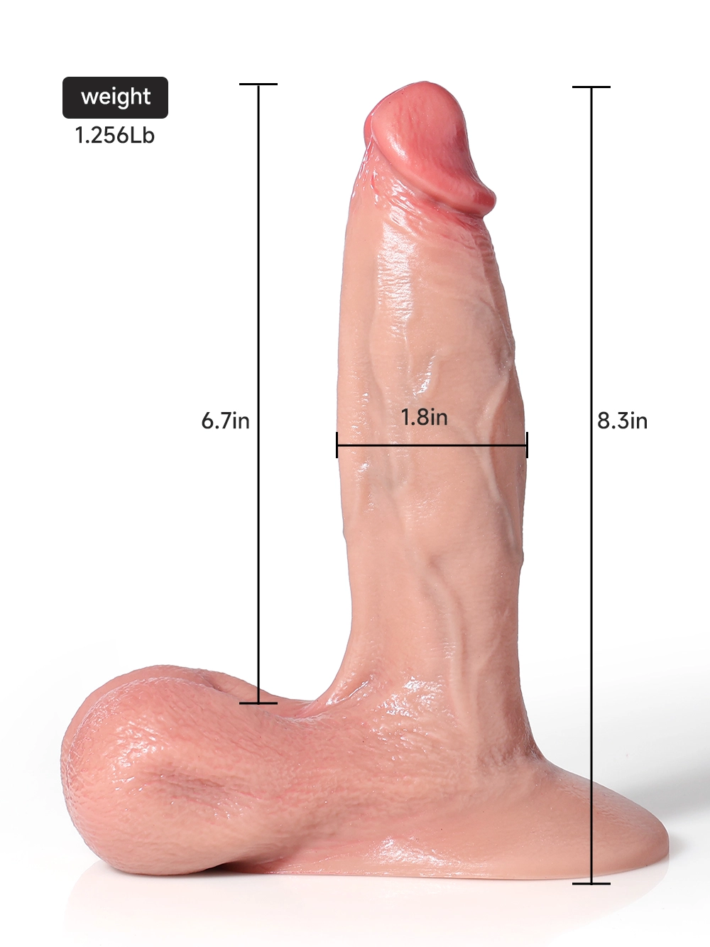 8.3" x 1.8" Triple Density SlidingSkin Real Cock Dildo with Moving Balls