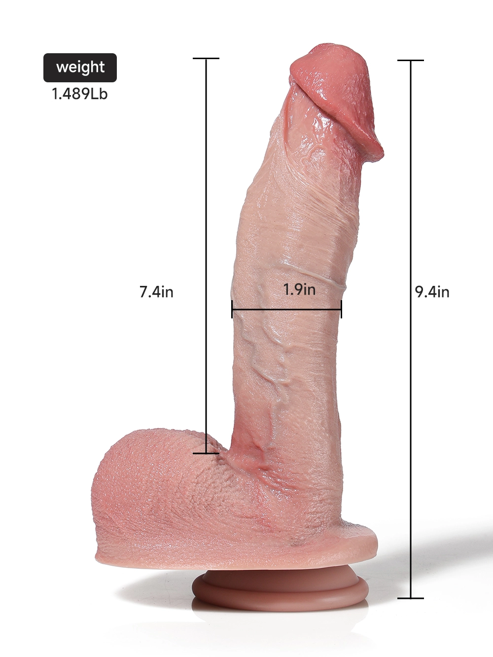 9.4" x 1.9" Most Realistic Soft Flesh Like Thick Huge Dildo
