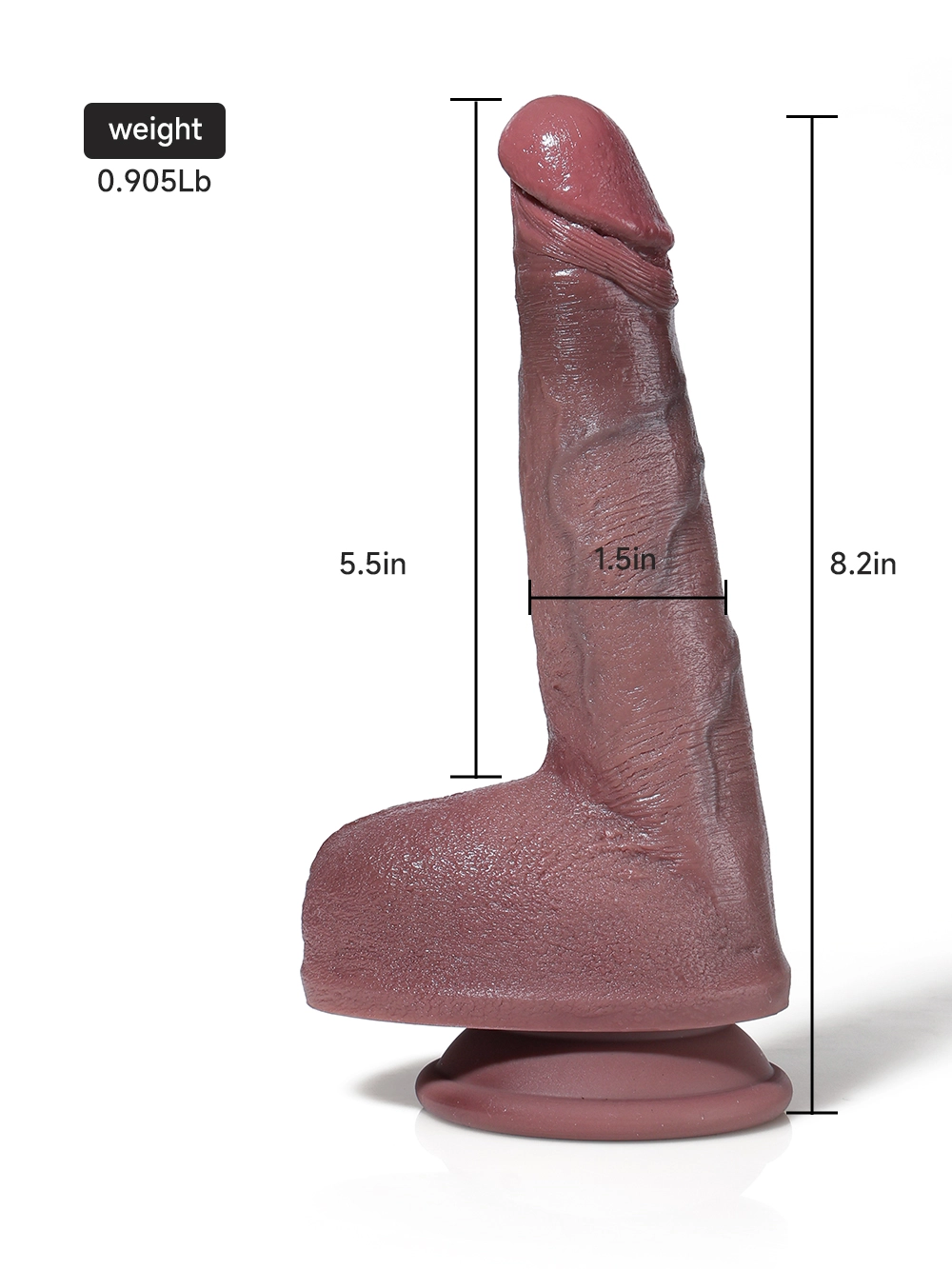 Max 8.2 x 1.5 inch black replica dildo size guide