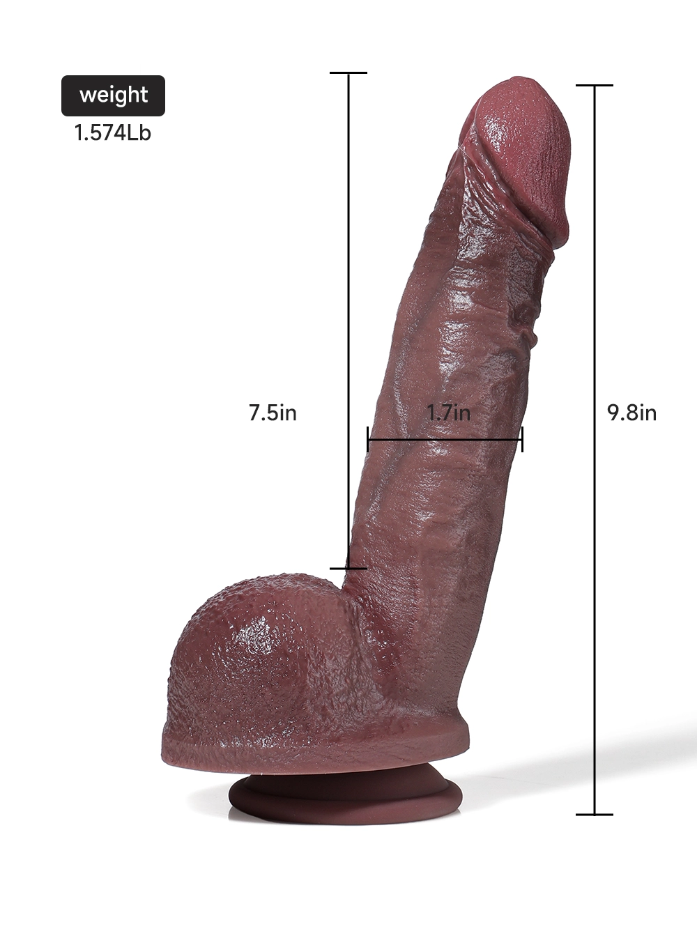 Jordan 9.8 x 1.7 inch black replica dildo size guide