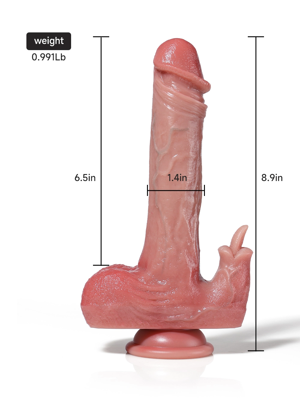 Thomas 8.9 x 1.4 inch rabbit thrusting dildo size guide