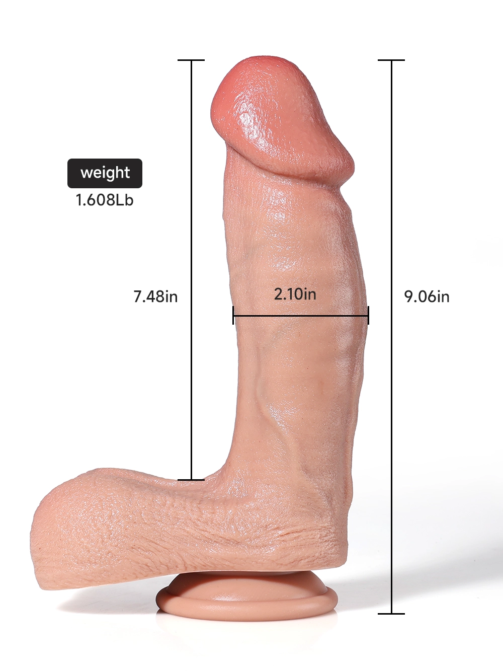 9.06" x 2.10" Real Soft Curve Dildo with Big Glans