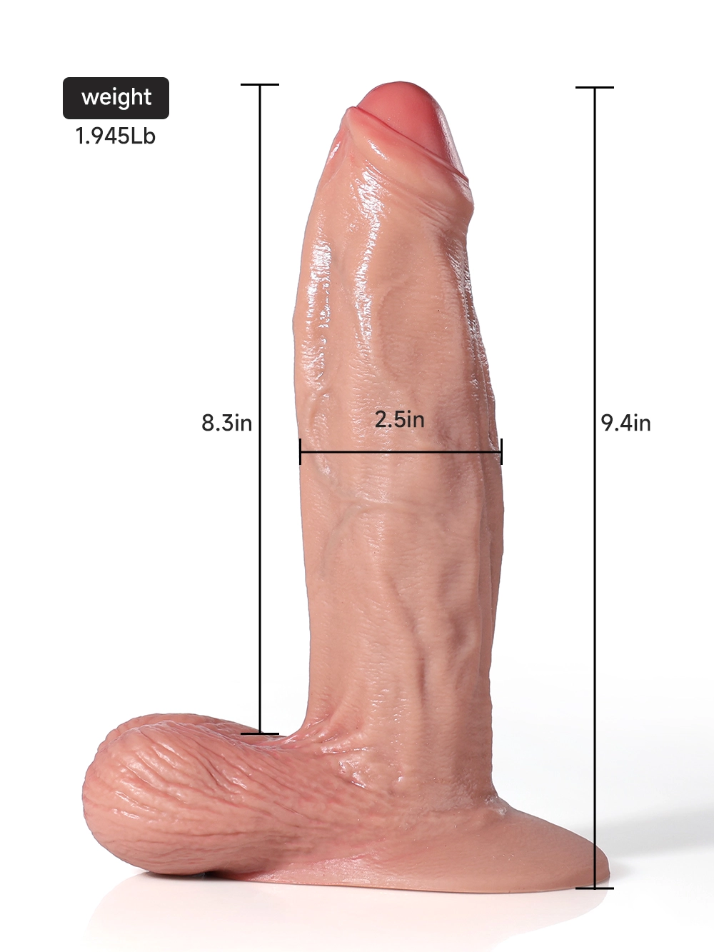 9.4" x 2.5" Triple Density Realistic Silicone Dildo with Soft Lifelike Texture