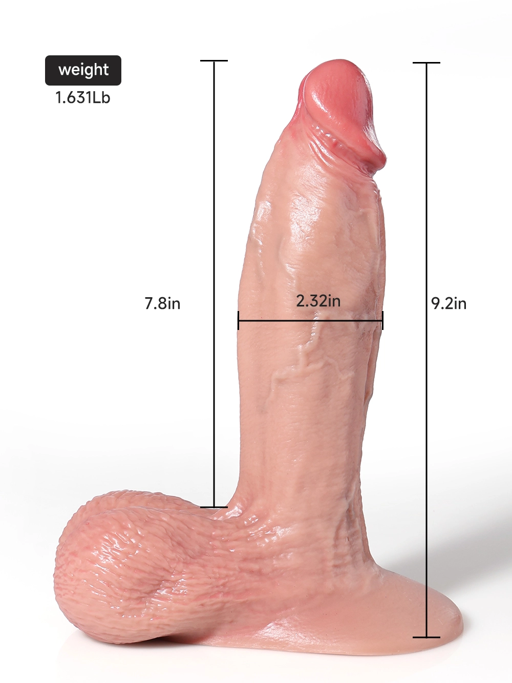 9.2" x 2.32" Triple Density Real Big Cock Thick Dildo with Moving Balls