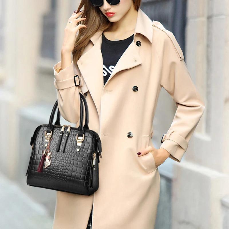Leather Bag Crocodile Design