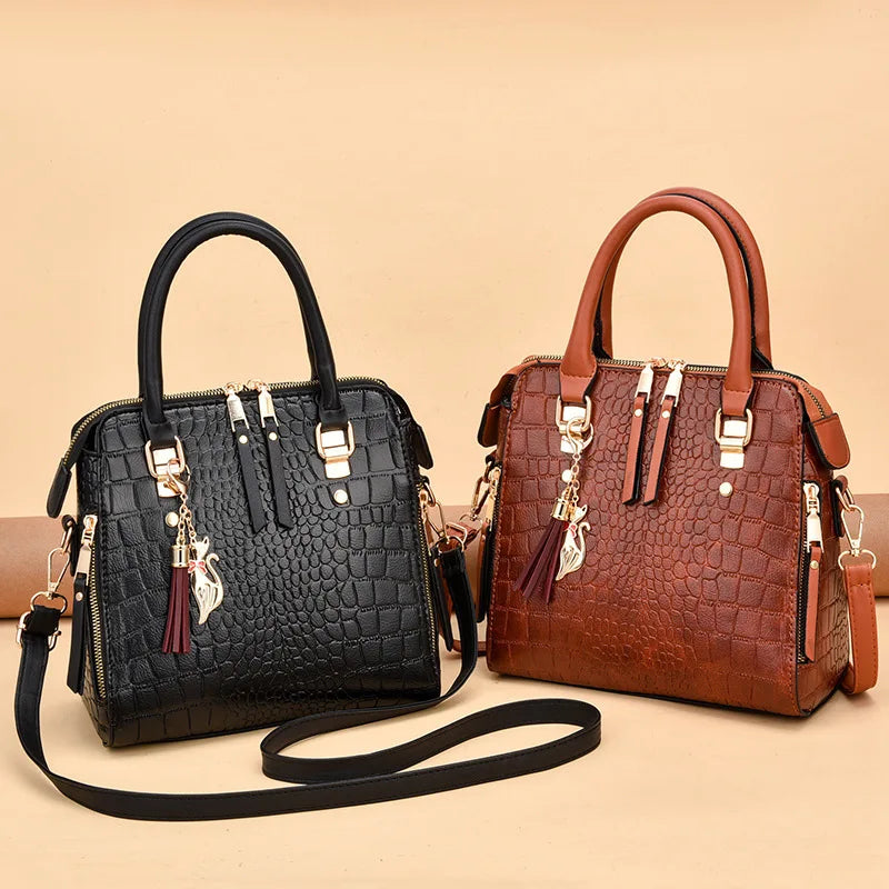 Leather Bag Crocodile Design