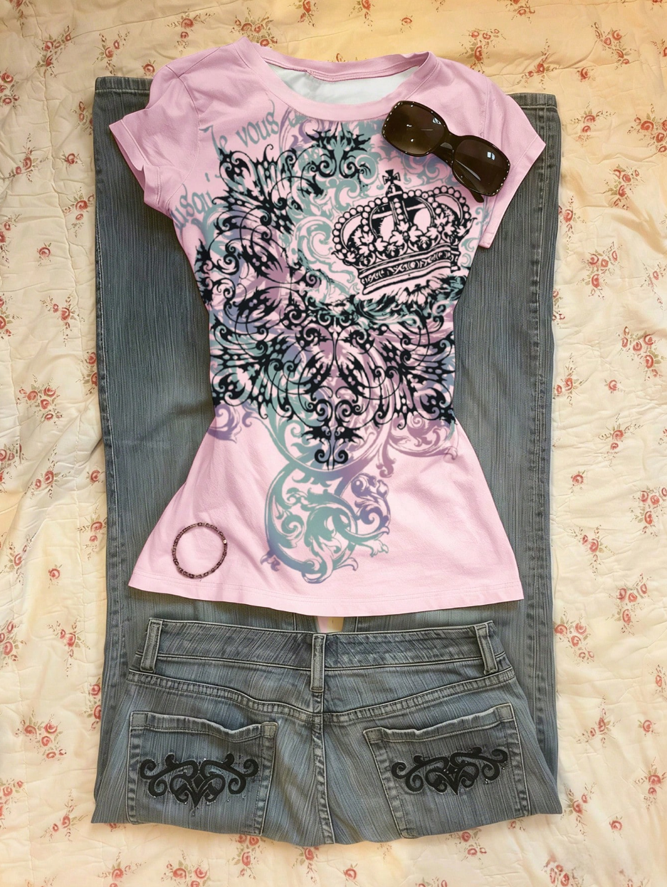 Fitted Pink Short Sleeve Tee