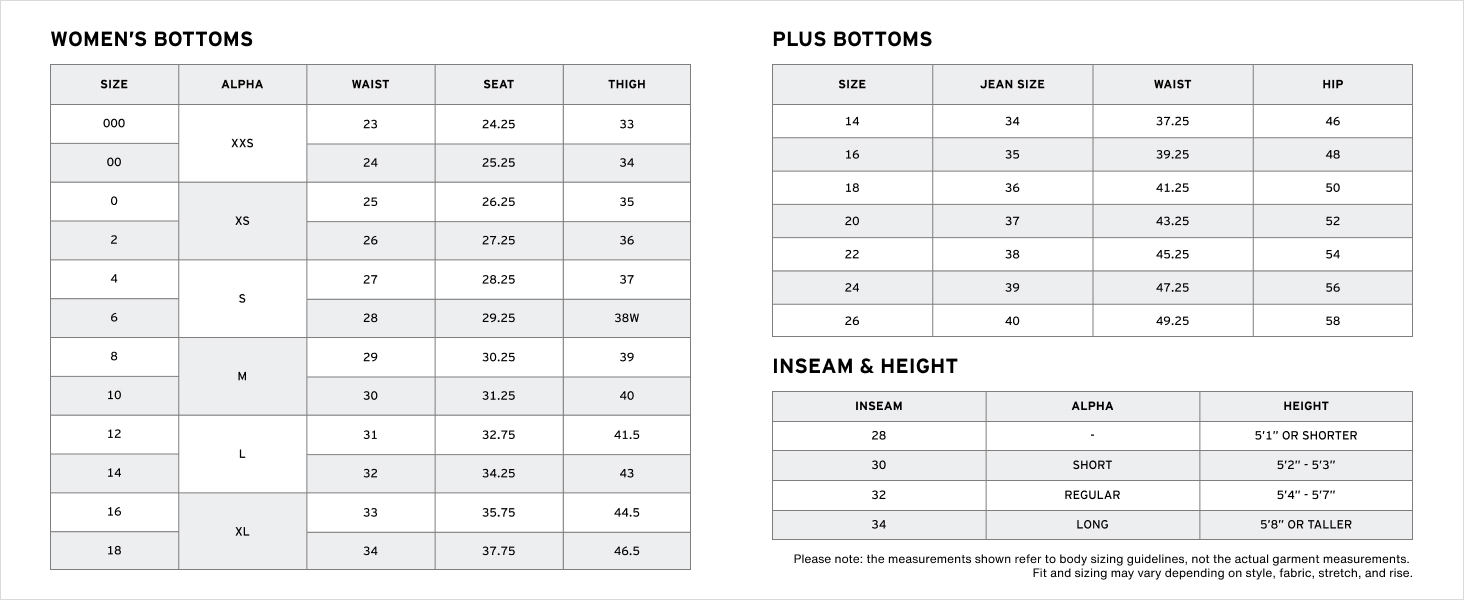 womens size chart