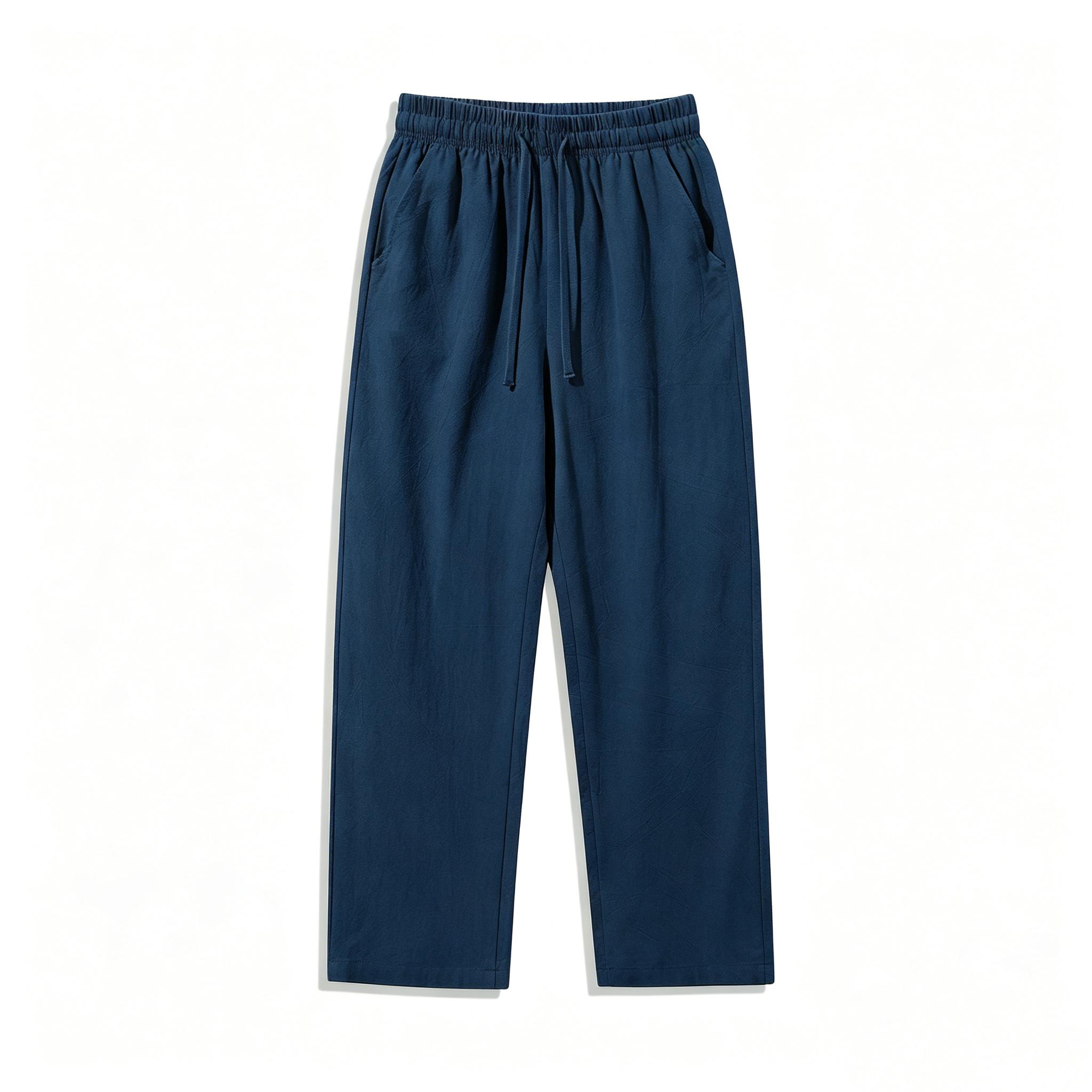 4 Pieces 100% Cotton Linen Pants for Men & Women, Summer Casual Elastic Waist Drawstring Wide Leg Breathable Pants