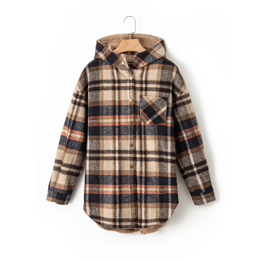 Women's Plaid Flannel Hooded Shacket