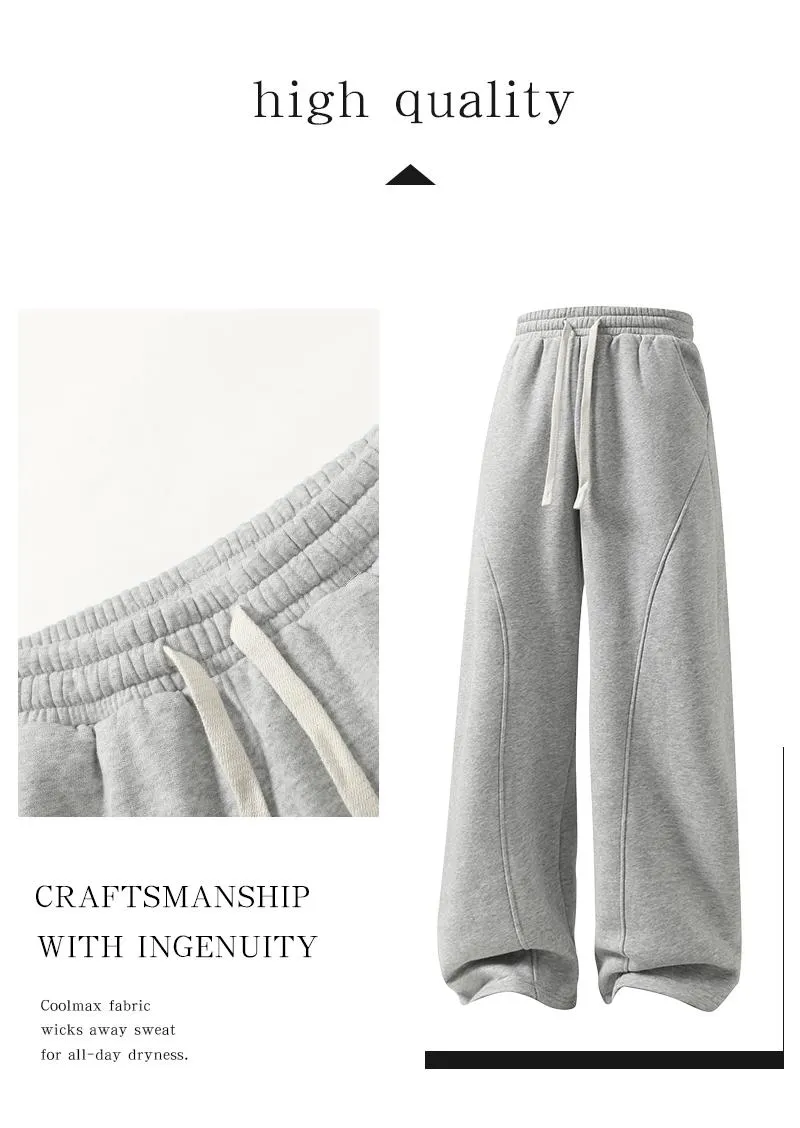 Men's Fleece Thermal Lined Sweatpants Oversize Drawstring Waist Casual Loose Pants for Fall Winter School Season Daily Wear Stylish Menswear