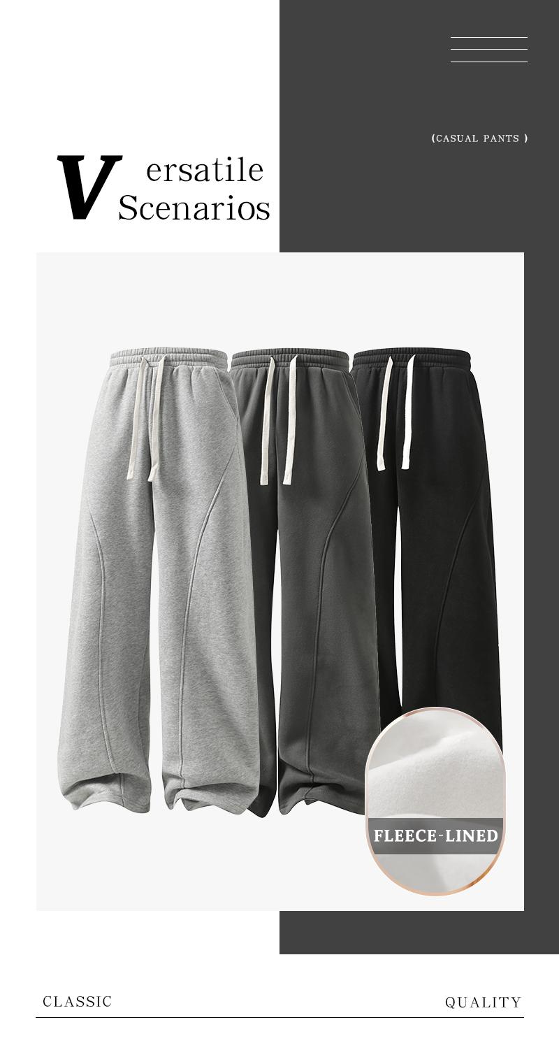 Men's Fleece Thermal Lined Sweatpants Oversize Drawstring Waist Casual Loose Pants for Fall Winter School Season Daily Wear Stylish Menswear