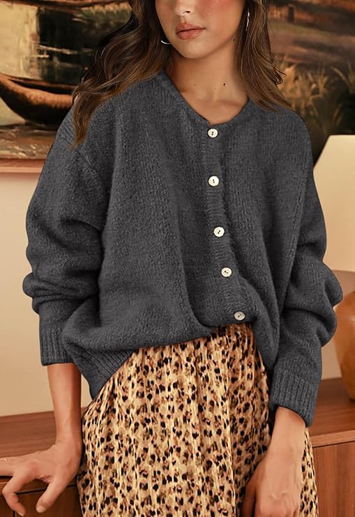 PrettyGarden Long Sleeve Crewneck Button Down Womens Sweaters Fall Open Front Chunky Cardigan Sweaters for, Womenswear#Falltok