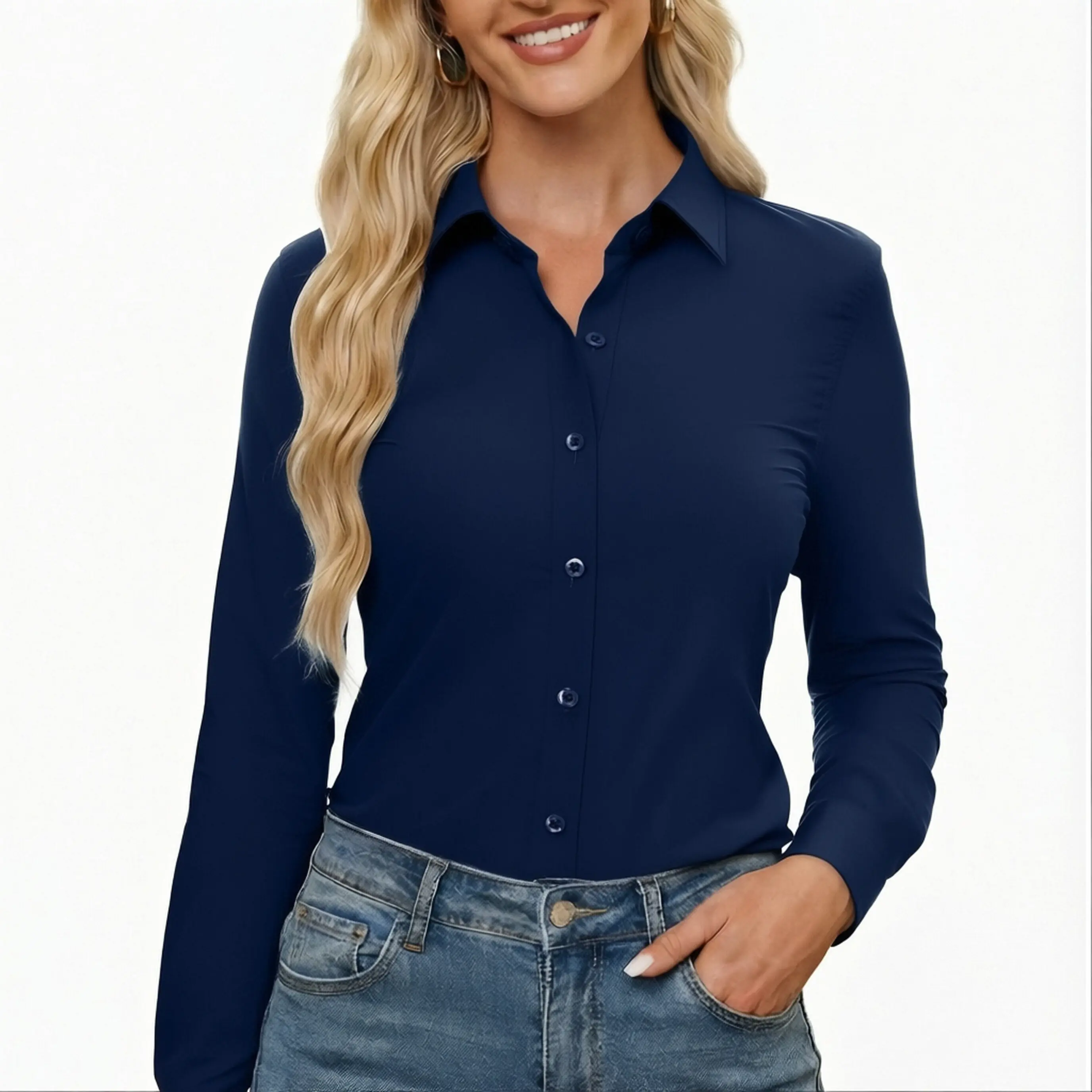 Women’s Purple Button Down Dress Shirt