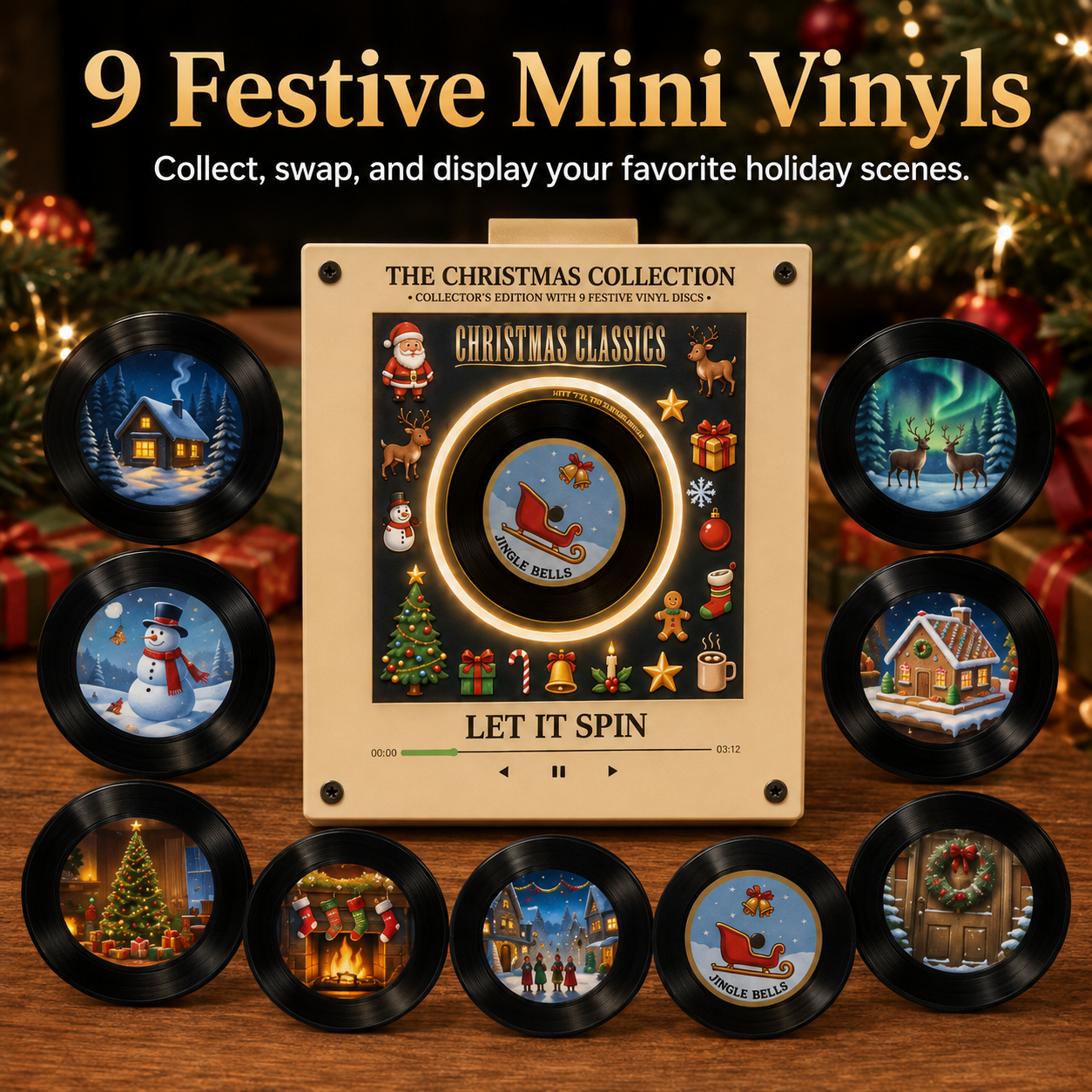 9 festive mini vinyl discs collection