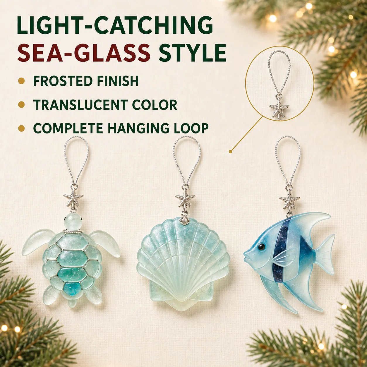 Close-up of the frosted finish and polished hanging hardware