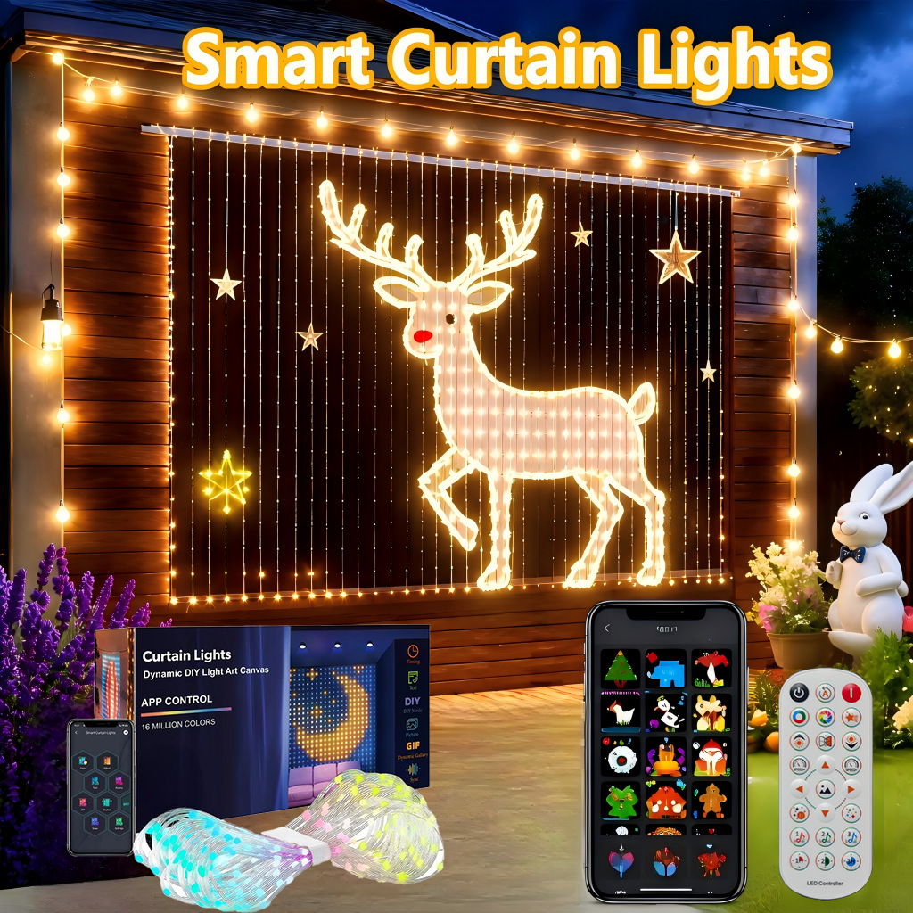 🎄✨Christmas LED House Net & Smart Outdoor Wall Curtain Light