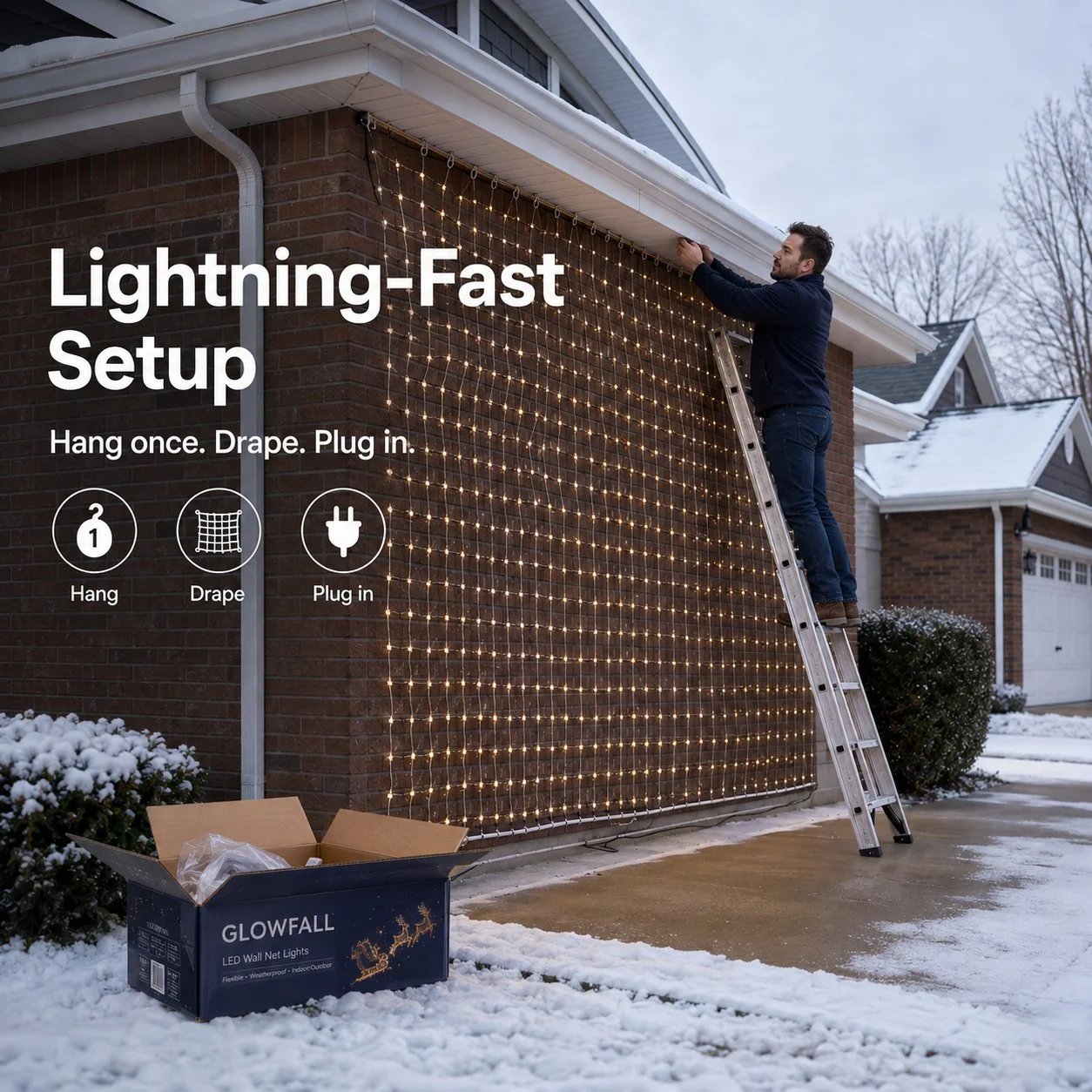 🎄✨Christmas LED House Net & Smart Outdoor Wall Curtain Light