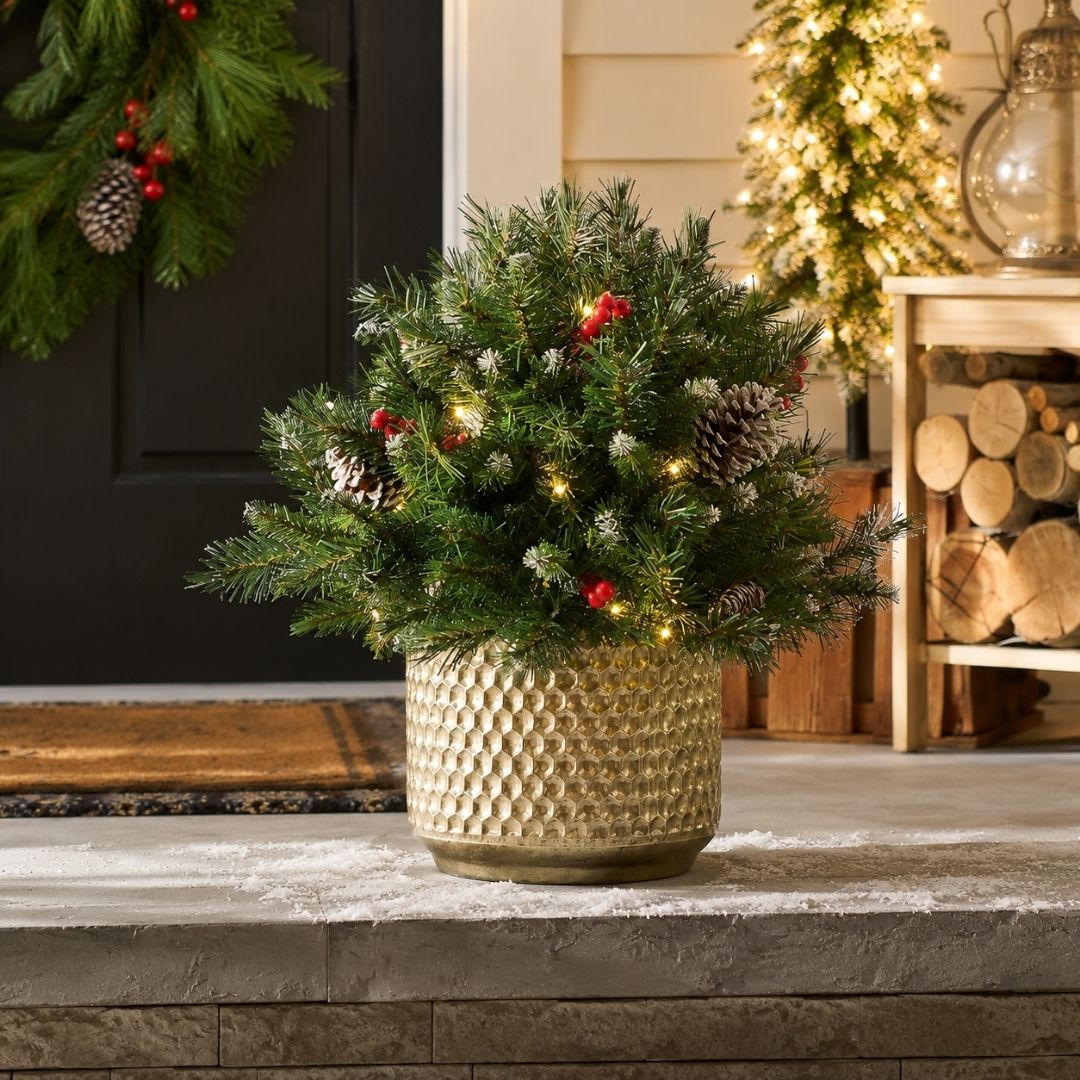 🔥⏰Limited Stock 50% OFF🎄 Outdoor Stake Lighted Christmas Artificial Pine Tree for Yard, Porch & Garden