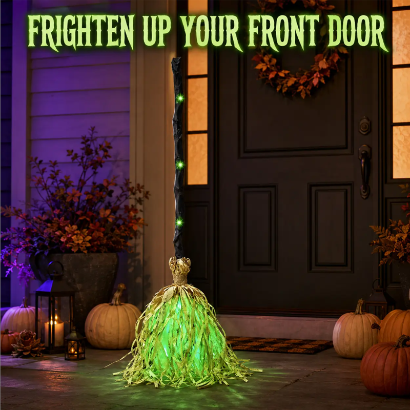 🔥LAST DAY 52% OFF🧹Animated Witch Broom Halloween Decoration with Lights and Sound🧙